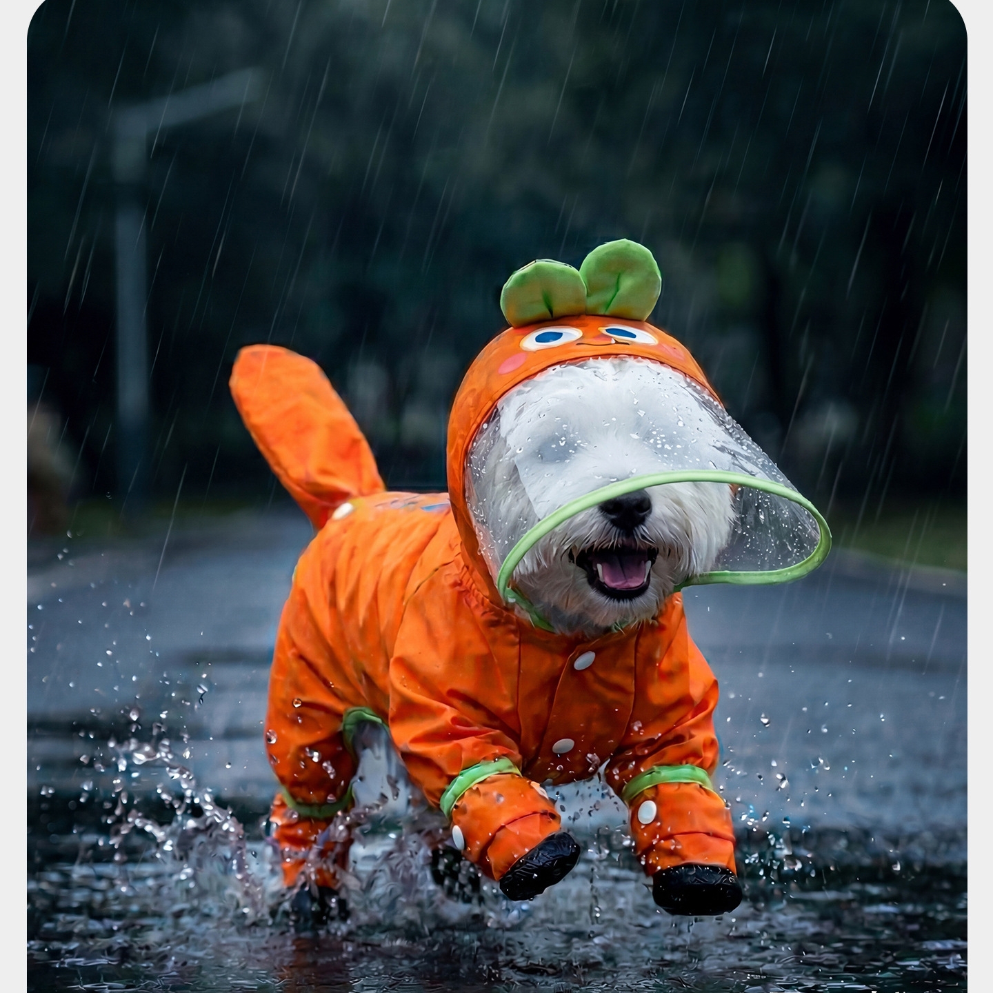 Dog Raincoat - Orange Carrot Dog Raincoat Four Legged