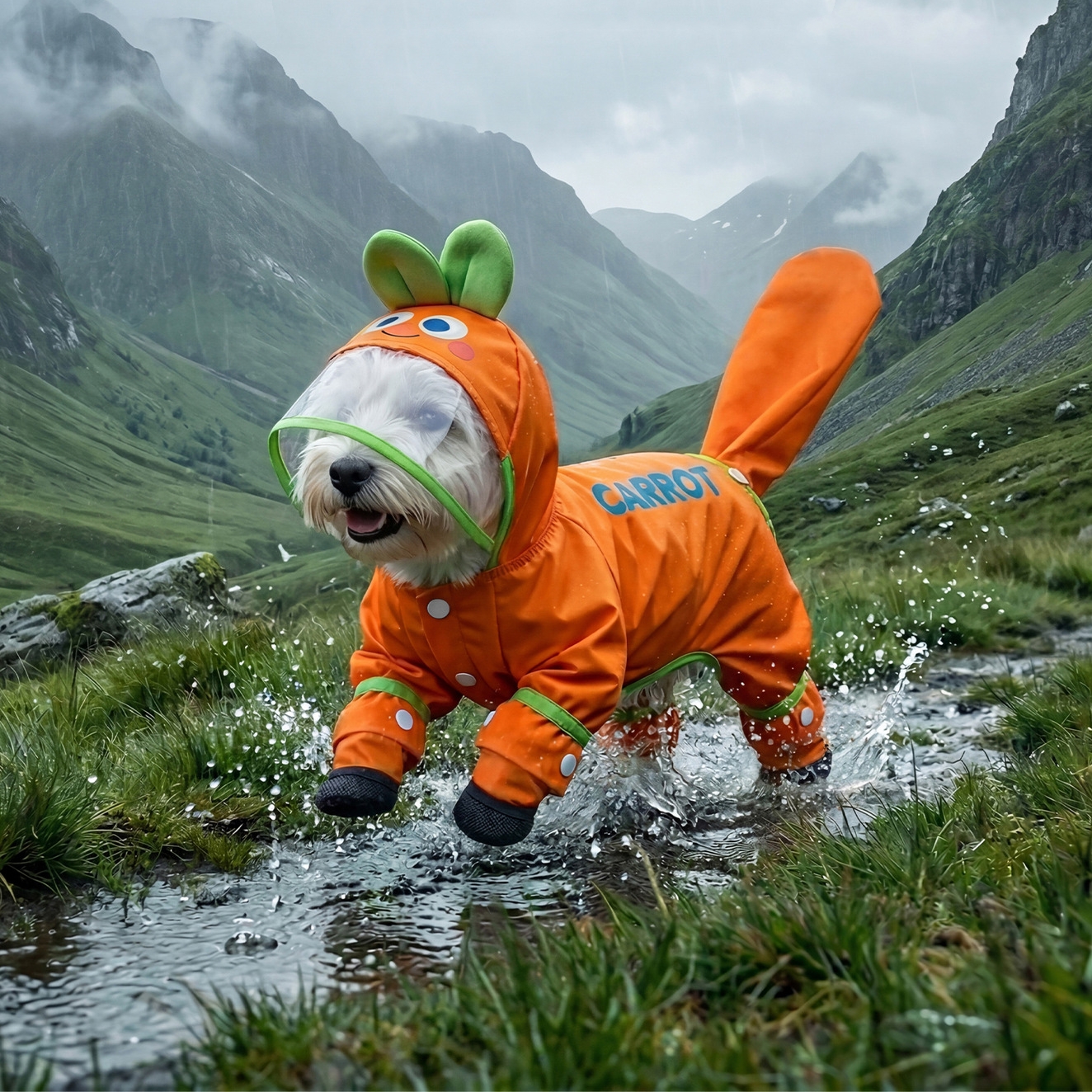 Orange Carrot Dog Raincoat Fou - огляд і ціна Dog Raincoat
