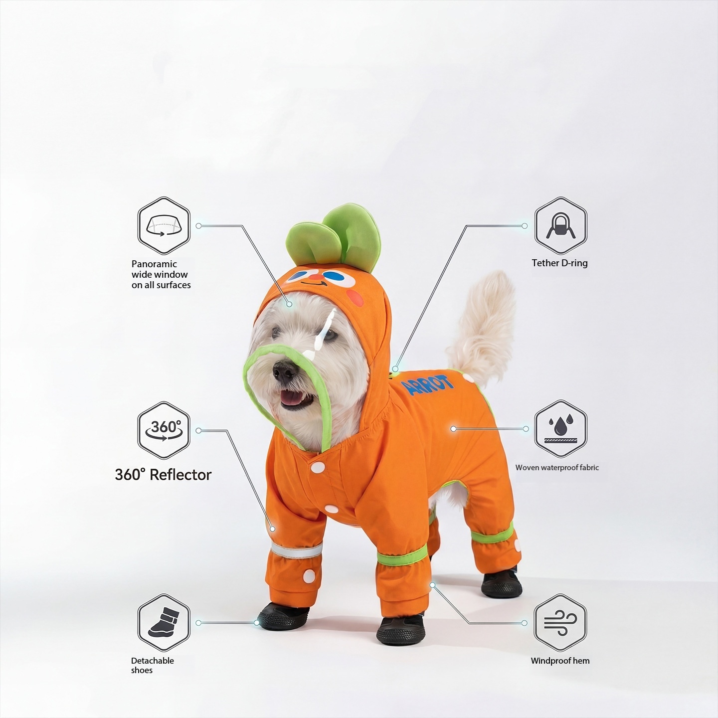 Orange Carrot Dog Raincoat Fou - огляд і ціна Dog Raincoat