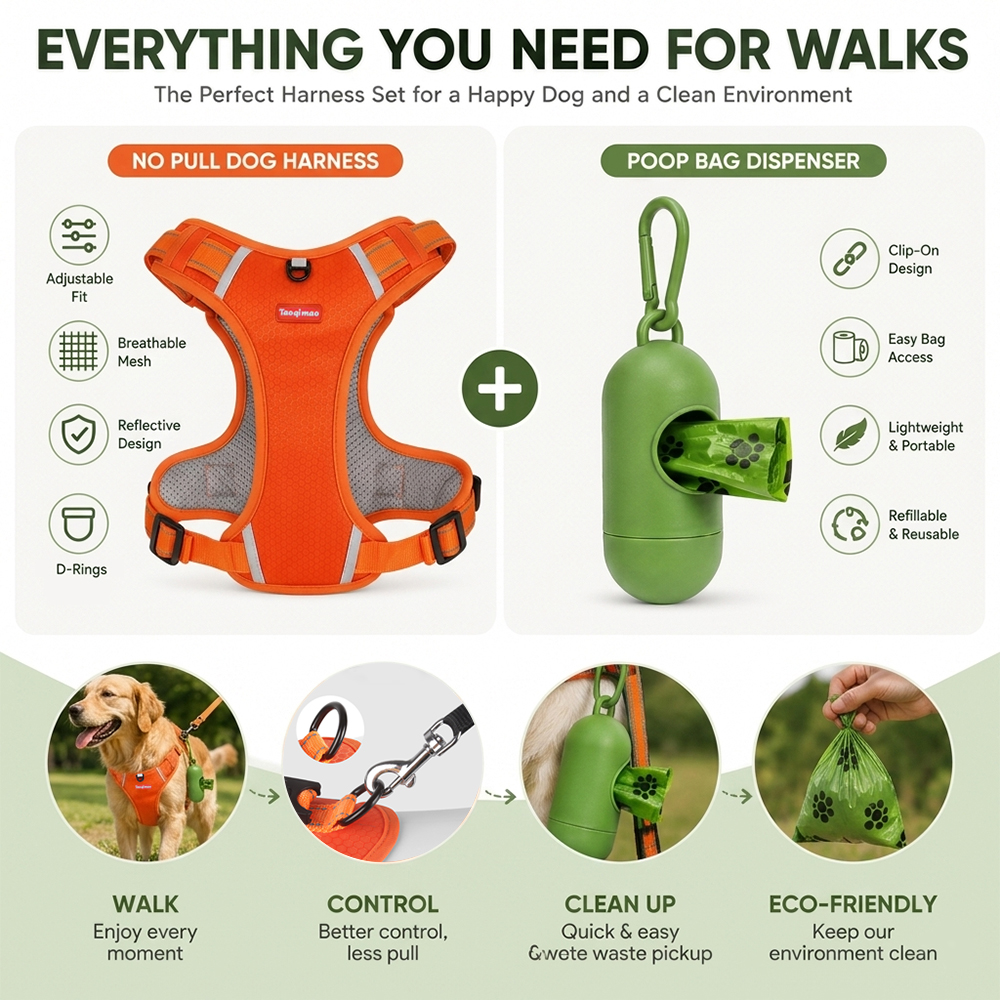 Pet Dog Harness Set with Poop  - огляд і ціна No Pull Dog Harness